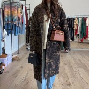 Two tone Leopard Print Women's Coat